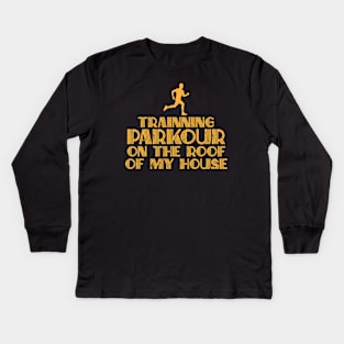 Parkour on the Roof Kids Long Sleeve T-Shirt